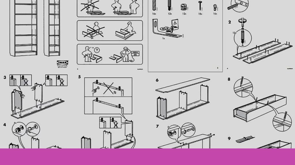 Фрагмент инструкции по сборке мебели в инфографике от компании Икея